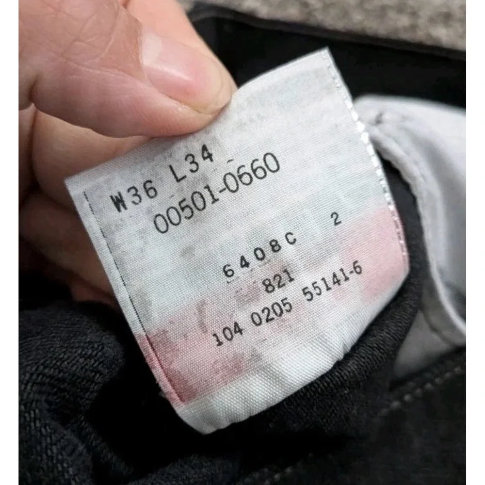 Levi's 501 Jeans Black Denim Mens 34x33 (Tag‎ 36x34) Mexico Made Y2K Button Fly